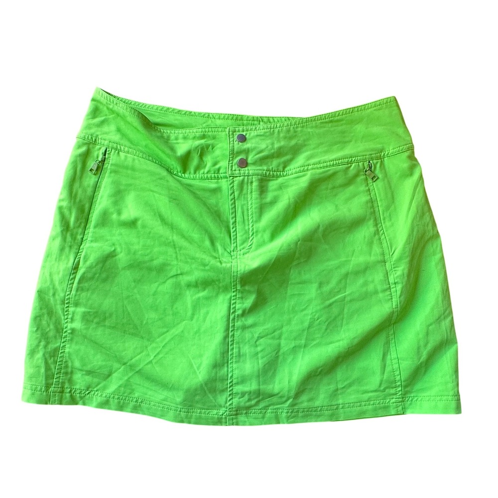 Emerald 18 Neon Lime Green Mini Skirt Utility Cargo Pockets Size 14